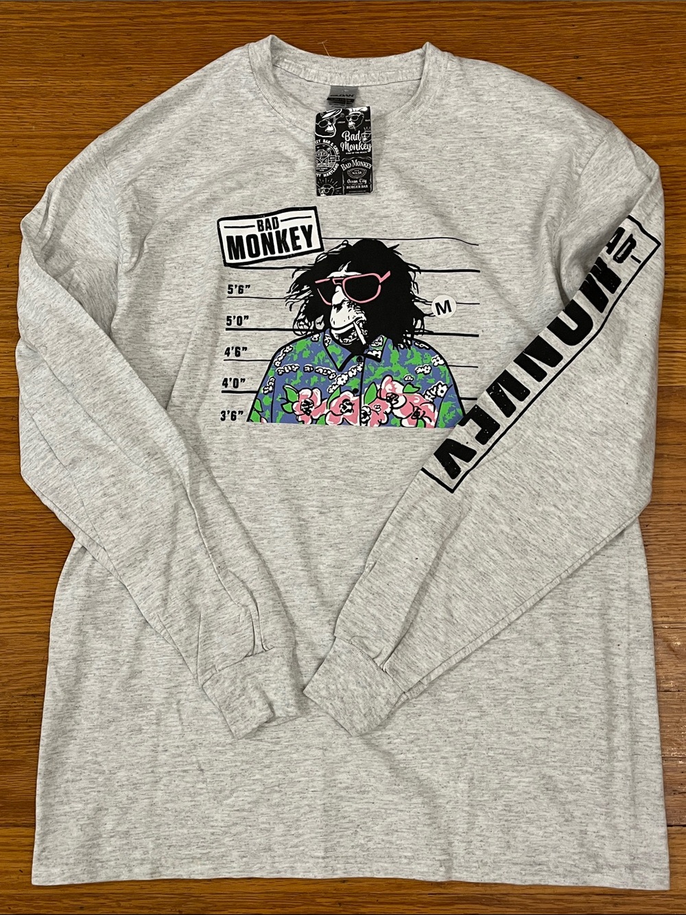 Bad Monkey Mugshot Monkey Ocean City MD long sleeve Tshirt unisex medium new